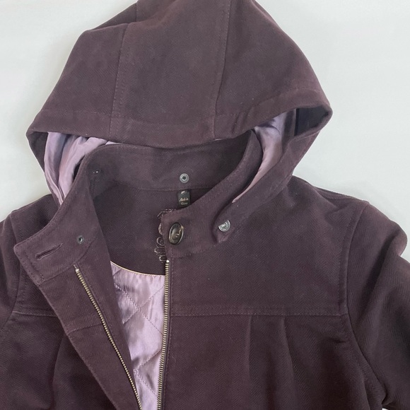 NWOT  7 For All Mankind Hooded Jacket Button / Pocket Detail Dark Plum - Picture 6 of 12